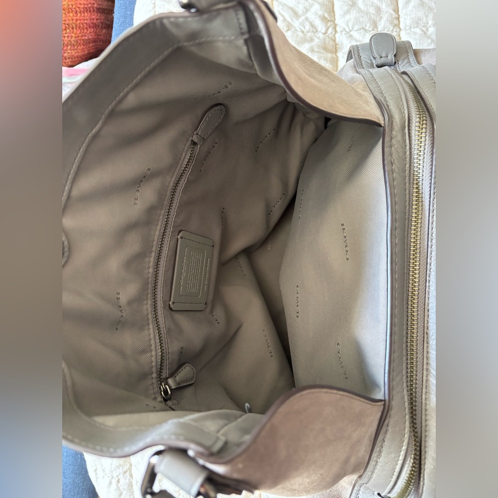 Coach Gray leather and Suede large handbag - Picture 10 of 16